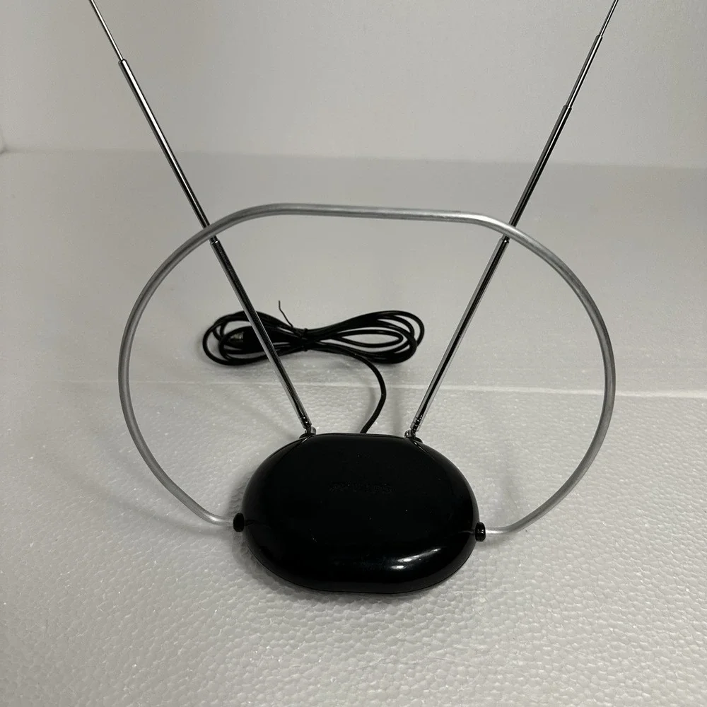 Philips Rabbit Ears Indoor TV Antenna 4K 1080P HDTV Digital Signal Receiver Blac